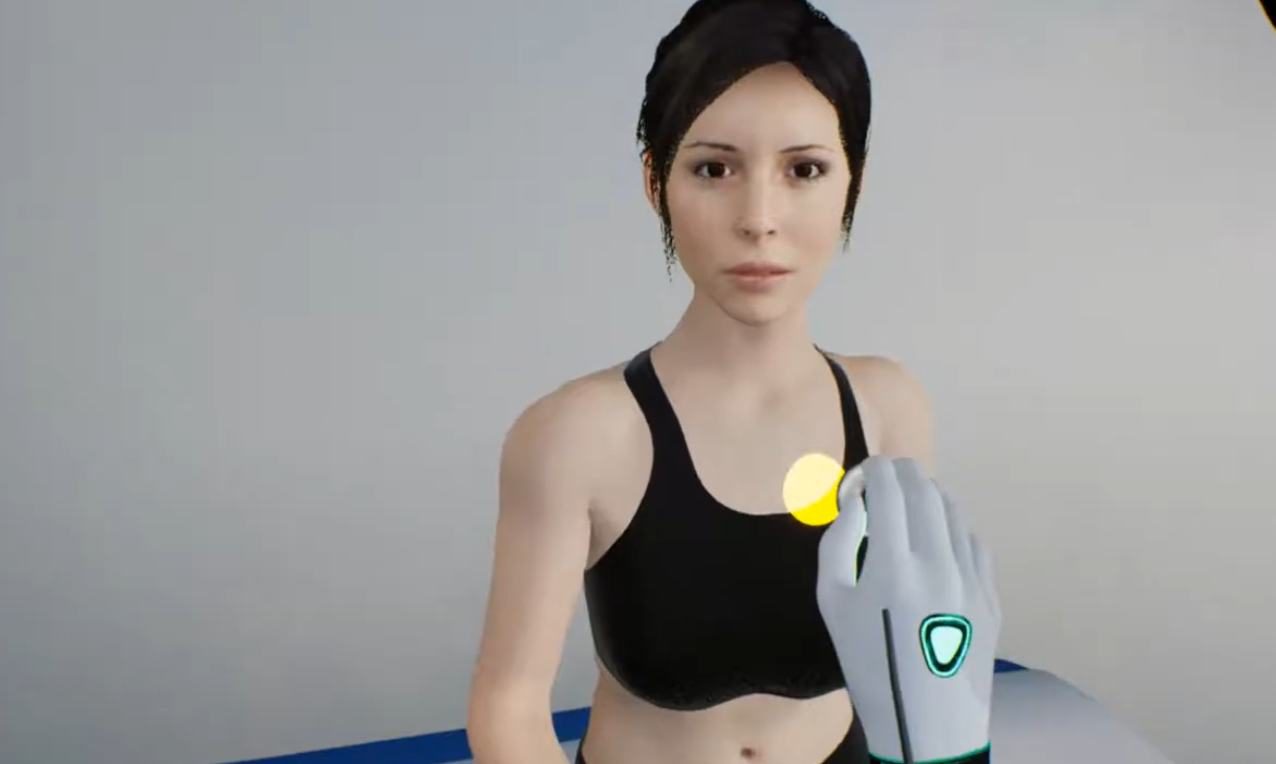 Ponto de partida do projeto, as fotos mostram a avatar 3D Gisele em uma consulta de caso de dengue, primeira experiência de caso clínico.