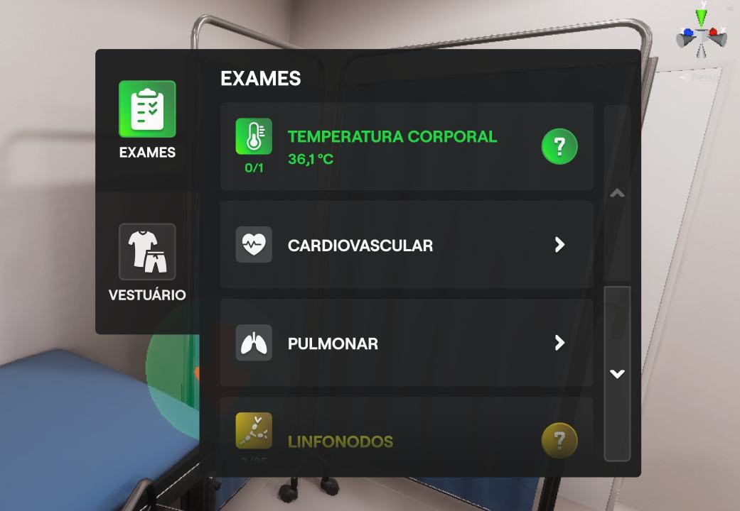 Realização de diferentes exames físicos.