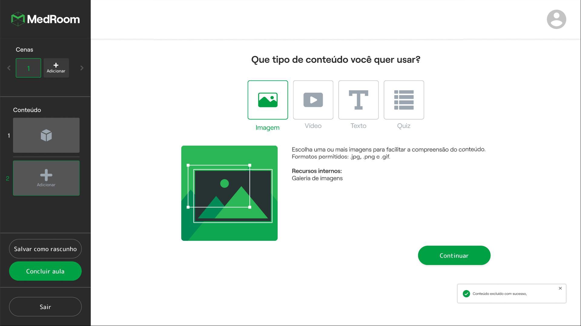 Demonstração de telas do produto.