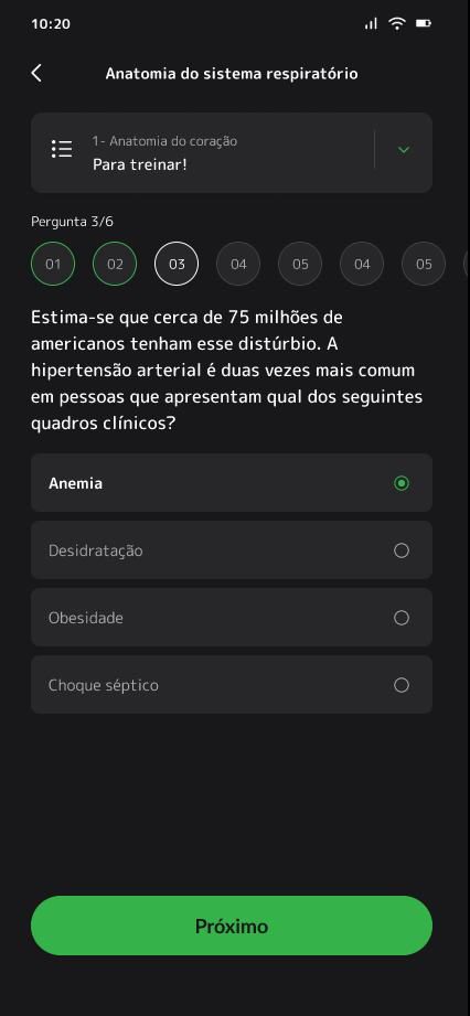 Telas de navegação do aplicativo.