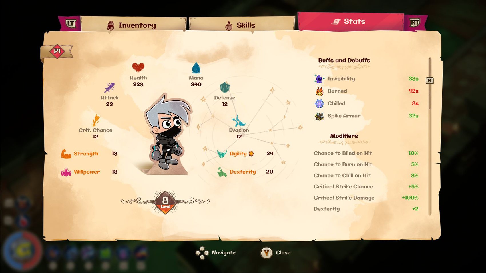 Aba de Stats e estudos da interface para multiplayer e variações de acordo com a plataforma.