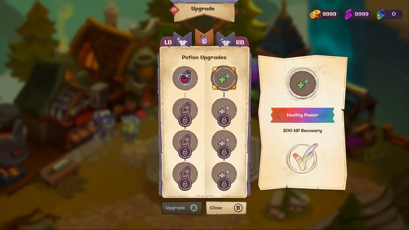 Telas de NPC, upgrade de poção e equipamentos.