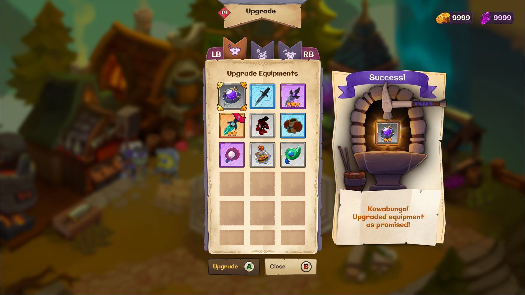 Telas de NPC, upgrade de poção e equipamentos.