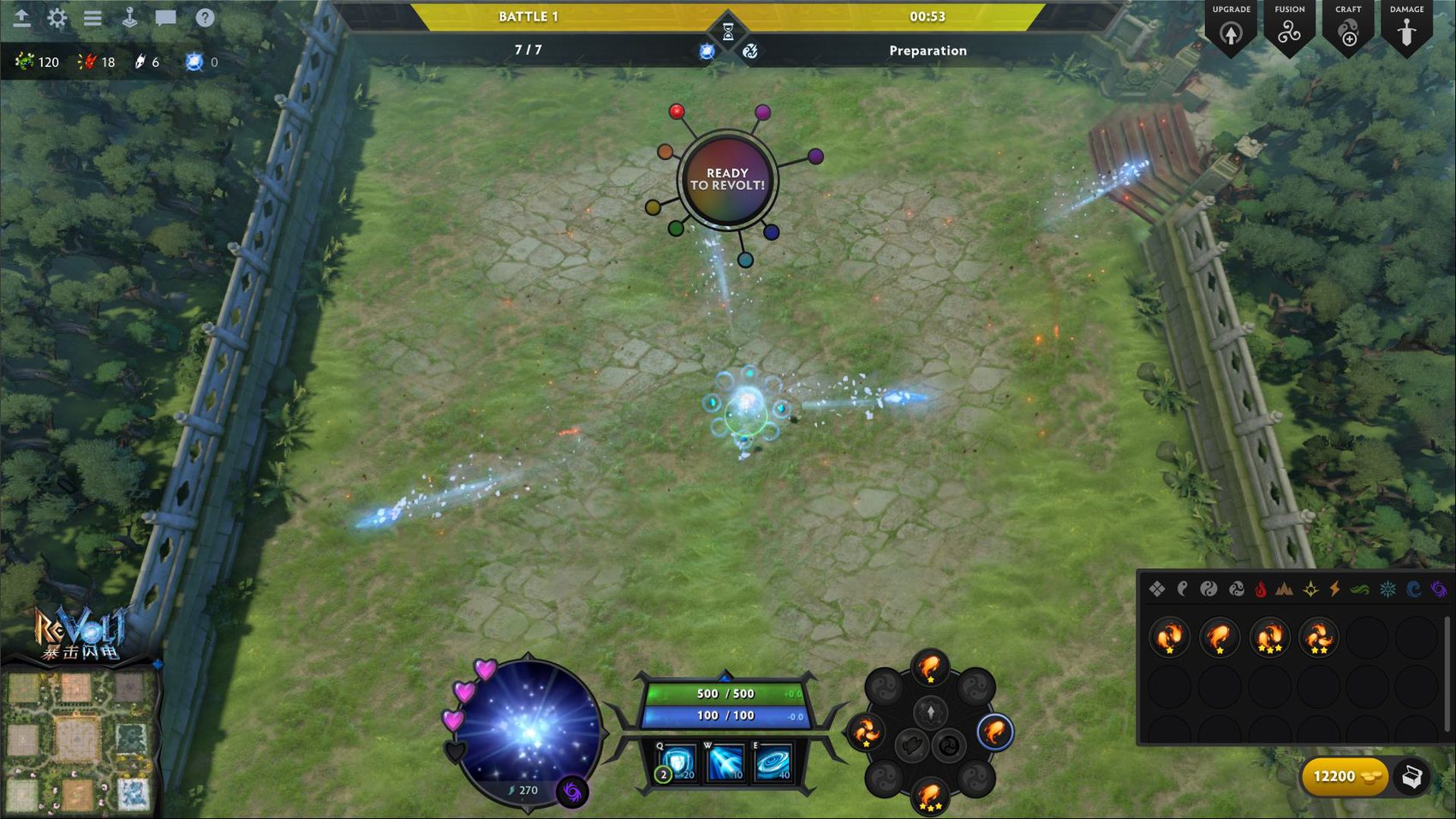 HUD geral e inventário de runas.